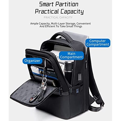Arctic Hunter Business Backpack For Men Heavy Duty 27L Expanded Laptop Backpack For Upto 16-Inch Laptop 1680D Polyester Water-Resistant Usb & Type-C Port Padded Backpack For Office Travel,Blue