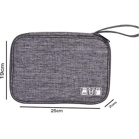 Seagull Flight Of Fashion Nylon Single Layer Electronic Gadget Organizer Case, Tech Kit Accessories Organizer Professional Bag With Mobile Stand - 25 X 19 X 2 Cm - Grey - Model 1