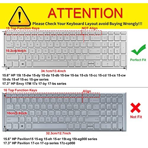 Saco Laptop Keyboard Skin Protector Silicone Cover Compatible For Hp 15S Gr Series 15S-Gr0009Au | 15S-Gr0010Au | 15S-Gr0011Au 15.6 Inch Laptop - Black