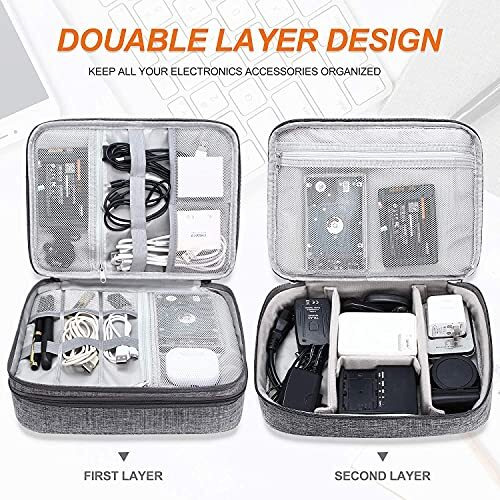 House Of Quirk Electronics Accessories Organizer Bag, Universal Carry Travel Gadget Bag For Cables, Plug And More, Perfect Size Fits For Pad Phone Charger Hard Disk - Grey (Polyester, Pack Of 1)