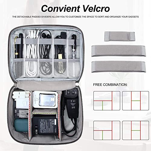 House Of Quirk Electronics Accessories Organizer Bag, Universal Carry Travel Gadget Bag For Cables, Plug And More, Perfect Size Fits For Pad Phone Charger Hard Disk - Grey (Polyester, Pack Of 1)