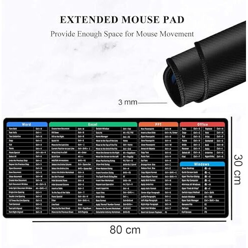 Seagull Flight Of Fashion Large Extended Mouse Pad Xxl With Non-Slip Rubber Base, Stitched Edge Mouse Mat For Laptop, Computer & Desk - 80 X 30 X 0.3 Cm - Shortcut Keys Design