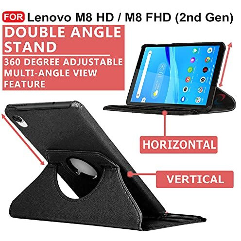 Cedo Lenovo Tab M8 Hd / M8 2Nd Gen Fhd (8 Inch) Flip Cover | Leather Finish | 360 Degree Rotate Flip Cover | Back Cover Case For Lenovo Tab M8 Hd / M8 (2Nd Gen) Fhd (8 Inch) Tb-8505 X/F/N (Black)