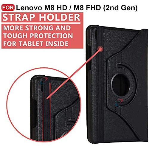 Cedo Lenovo Tab M8 Hd / M8 2Nd Gen Fhd (8 Inch) Flip Cover | Leather Finish | 360 Degree Rotate Flip Cover | Back Cover Case For Lenovo Tab M8 Hd / M8 (2Nd Gen) Fhd (8 Inch) Tb-8505 X/F/N (Black)