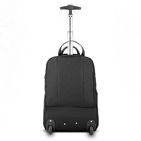 The Assembly Polyester Laptop Soft Shell In Line Trolley Bag With Wheels - Laptop Roller Case For Office Travel | One Day Travel Backpack With 2 Wheels For Unisex- 30 Liters,Black, Small, 50 Cm