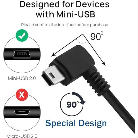 Storite 2 Pack 1.5M 90 Degree (Right Angle) Usb 2.0 A To Mini 5 Pin B Cable For External Hdds,Camera And Card Readers Black