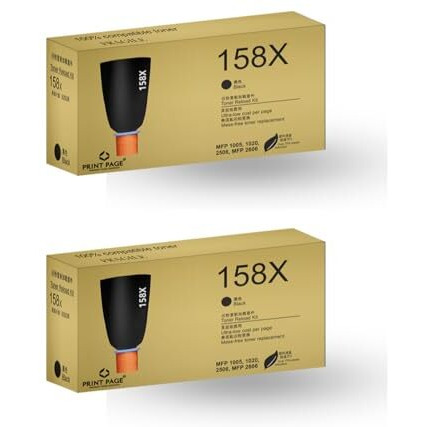 Print Page 158X Toner Cartridge (Print 5000 Pages) Compatible For Lj Tank Printers 1005W, 1020W, Mfp 2606Sdw, 1020, 1005, 1602A, 1602W, 1604W, 2602Dn, 2602Sdn, 2602Sdw, 2603Dn, 2603Sdn (Set Of 2)