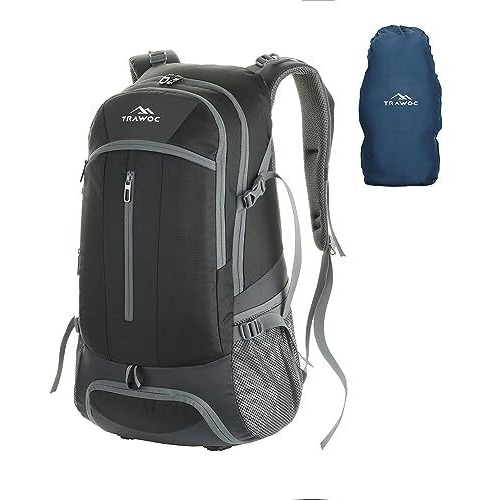 Trawoc Falcon 40 Litre Travel Backpack Laptop Backpack For Men And Women, Casual Daypack With Rain Cover Hiking, Trekking, Travelling Bag Black, Lhk005