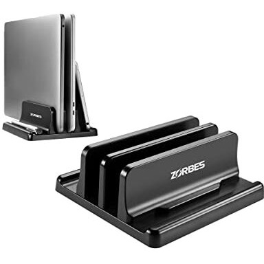 Zorbes Laptop Holder Desk With Silicone To Protect Notebook Vertical Laptop Stand Holder With Sizes Adjustable Dual Slots Laptop Dock Ipad Macbook Stand 13 Inch Stand Organizer Rack Tabletop