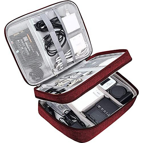 House Of Quirk Electronics Accessories Organizer Bag, Universal Carry Travel Gadget Bag For Cables, Plug And More, Perfect Size Fits For Pad Phone Charger Hard Disk - Dark Blue (Polyester, Pack Of 1)