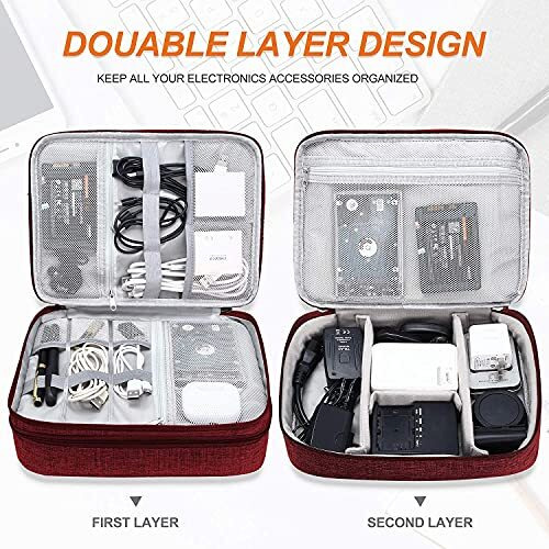 House Of Quirk Electronics Accessories Organizer Bag, Universal Carry Travel Gadget Bag For Cables, Plug And More, Perfect Size Fits For Pad Phone Charger Hard Disk - Dark Blue (Polyester, Pack Of 1)
