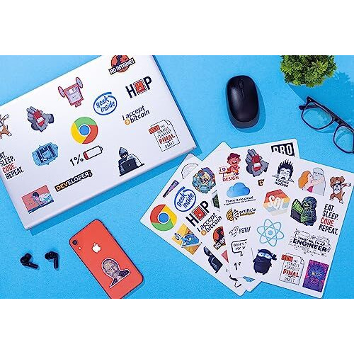 Junkyard Vinyl Stickers For Scrapbooking, Guitar, Journals, Fridge, Gadgets Laptop Stickers (Pack Of 50), Self-Adhesive