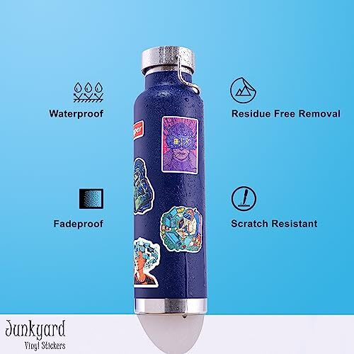 Junkyard Vinyl Stickers For Scrapbooking, Guitar, Journals, Fridge, Gadgets Laptop Stickers (Pack Of 50), Self-Adhesive