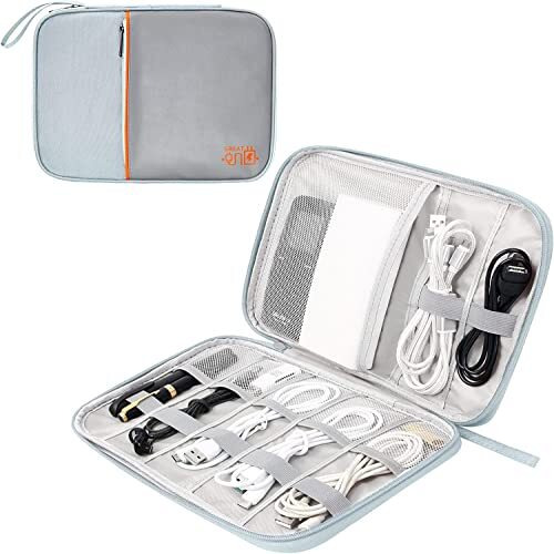 Seagull Flight Of Fashion Single Layer Electronics Accessories Gadget Organizer Bag, Tech Organizer Pouch For Cables And Cord For Home And Travel - 27 X 20 X 3 Cm - Grey - Model 2 - Nylon