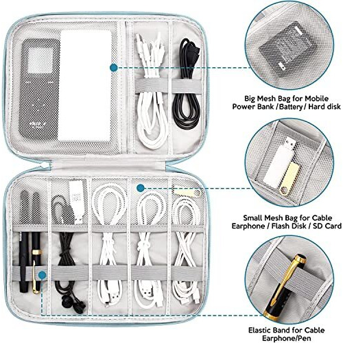 Seagull Flight Of Fashion Single Layer Electronics Accessories Gadget Organizer Bag, Tech Organizer Pouch For Cables And Cord For Home And Travel - 27 X 20 X 3 Cm - Grey - Model 2 - Nylon