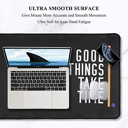 Seagull Flight Of Fashion Large Extended Xxxl Gaming Mouse Pad With Non-Slip Rubber Base, Stitched Edge Mouse Mat For Laptop, Computer - 80 X 30 X 0.3 Cm - Good Things Take Time
