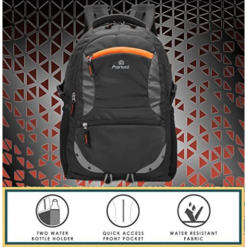 Martucci Pro 35L Spacious Lightweight Casual Waterproof 17 Inch Laptop Backpack For Men & Women/Office Bag/School Bag/College Bag/Business Bag/Travel Backpack With Reflective Strip (Black)