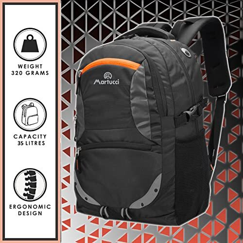 Martucci Pro 35L Spacious Lightweight Casual Waterproof 17 Inch Laptop Backpack For Men & Women/Office Bag/School Bag/College Bag/Business Bag/Travel Backpack With Reflective Strip (Black)