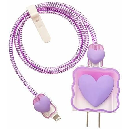 Prolet Cute 3D Heart Design Case Cover For Iphone Adapter Compatible With 18W And 20W Charger Only 360 Full Protection Silicone Case Cover 5 In 1 (Purple Heart).