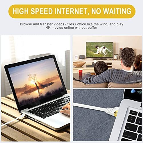Fedus 2 Meter Cat6 Ethernet Cable, Flat Rj45 Lan Cable Wire High Speed 250Mhz, 1 Gigabit Speed Utp Lan Cable, Network Internet Cable, Patch Computer Cord Gigabit Category 6 Wires For Modem, White