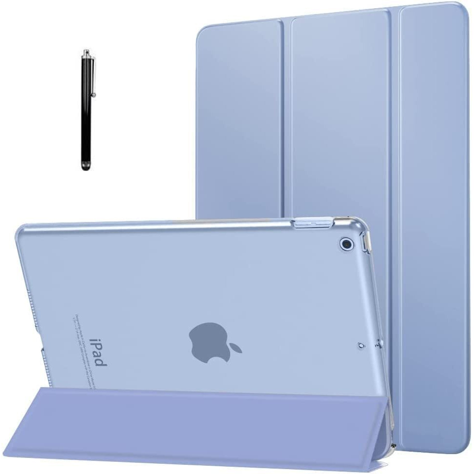 Proelite Smart Trifold Hard Back Flip Stand Case Cover For Apple Ipad 9.7 Inch 2018/2017 Air 1 Air 2 5Th 6Th Generation With Stylus Pen- Purple
