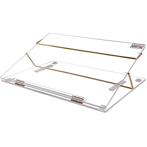Rasper Acrylic Table Top Elevator With Adjustable Height Acrylic Writing Desk Slant Book Reading Stand Office Table Top Portable Laptop Table (Small Size 16X12 Inches, Clear) Premium 8Mm Thickness