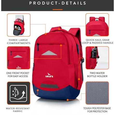 Lunar's Bingo - 48 L Laptop Bag | School Bag For Boys | Laptop Bag 15.6 Inch | Water Resistant Laptop Backpack | College Bag | Office Backpack For Men | Travel Backpack With 1 Year Warranty