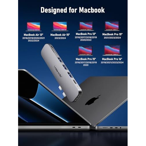 Lemorele 7-In-2 Macbook Usb C Hub With Thunderbolt 4, Usb 3.0, 4K Hdmi, 100W Pd, Sd/Tf, Compatible With Macbook Pro/Air M1 To M4