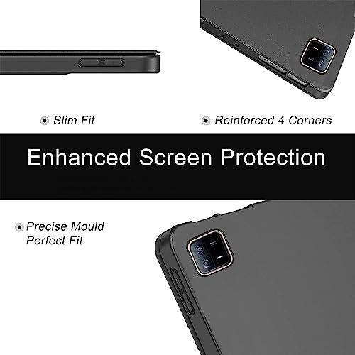 Proelite Cover For Xiaomi Mi Pad 6 Cover, Soft Flexible Flip Case Cover With Pen Holder For Xiaomi Pad 6 11 Inch, Support Auto Sleep Wake, [Recoil Series] - Black