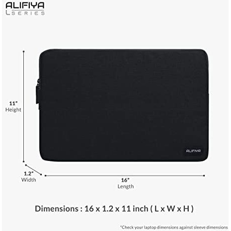 Alifiya Polyester Macbook Laptop Sleeve Bag 16 Inch (Black_L26)