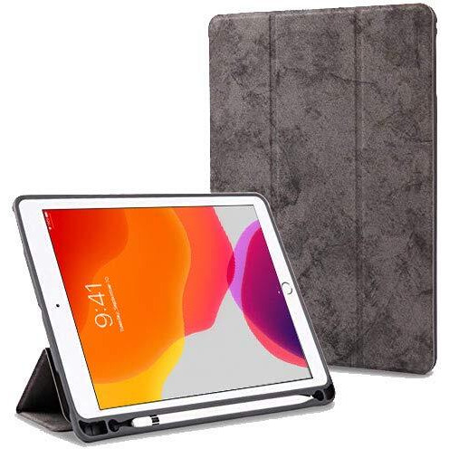 Proelite Smart Pu Flip Case Cover For Apple Ipad 10.2" / 7Th Gen With Pencil Holder, Grey
