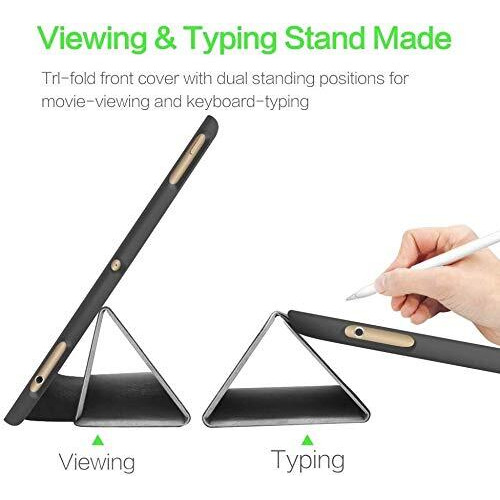 Proelite Smart Pu Flip Case Cover For Apple Ipad 10.2" / 7Th Gen With Pencil Holder, Grey