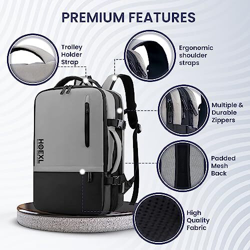 Hoexl 42L Expandable Laptop Backpack- Premium Laptop Backpacks For Men, Women For Travel, School, College - Tech Bag With Usb,17 Inch Laptop Bags, Multipurpose Smart Bag