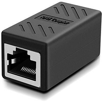 Csecurity Rj45 Inline Coupler Cat7/Cat6/Cat5E Ethernet Network Router Cable Extender Connector - Black