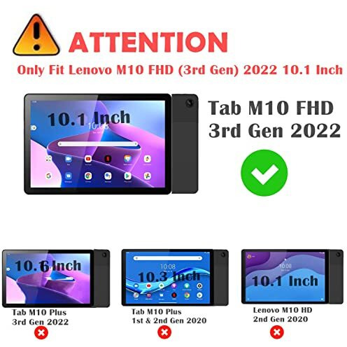Proelite Sleek Smart Flip Case Cover For Lenovo Tab M10 Fhd 3Rd Gen 10.1 Inch, Black