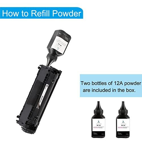 Proffisy 12A Toner Cartridge Easy Refill With 2Pcs 12A Toner Powder -100G Per Bottle, Q2612A Cartridge Compatible With Hp Lj M1005 Mfp,1020,1010/1012/1018/1022/1022Nw/3020/3050