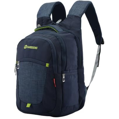 Harissons Delta 39L Water Resistant Laptop Backpack For Men & Women | Fits 15.6" Laptops With Quick Pocket Access, Ergo Grip Backstraps & Pocket With Rain Cover | Ideal For Travel & School (Navy Blue)