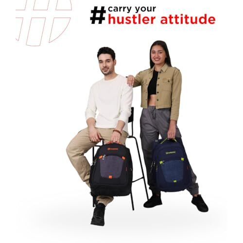 Harissons Delta 39L Water Resistant Laptop Backpack For Men & Women | Fits 15.6" Laptops With Quick Pocket Access, Ergo Grip Backstraps & Pocket With Rain Cover | Ideal For Travel & School (Navy Blue)