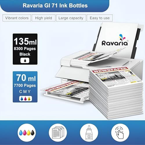 Ravaria Gi 71 Ink For Cn Printer G1020 G1730 G1737 G2020 G2021 G2060 G3020 G3730 G3770 G4770 (Gi 71 Ink Cmyk 1 Set)