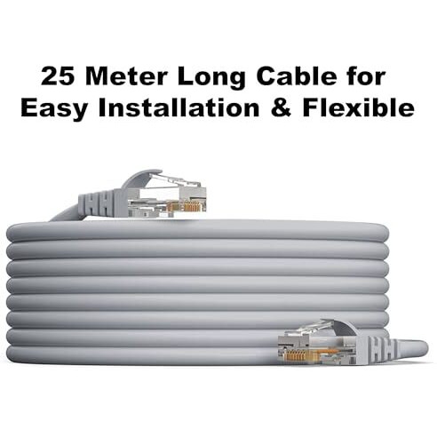 Elove Rj45 Cat-6 Ethernet Cable High Speed 550Mhz / 25 Meter Cat6 Ethernet Patch Cable 10 Gigabit Speed Utp Lan Cable, Rj45 Cable Lan Wire, Network Cable Internet Cable For Modem - 25 Meter (Grey)