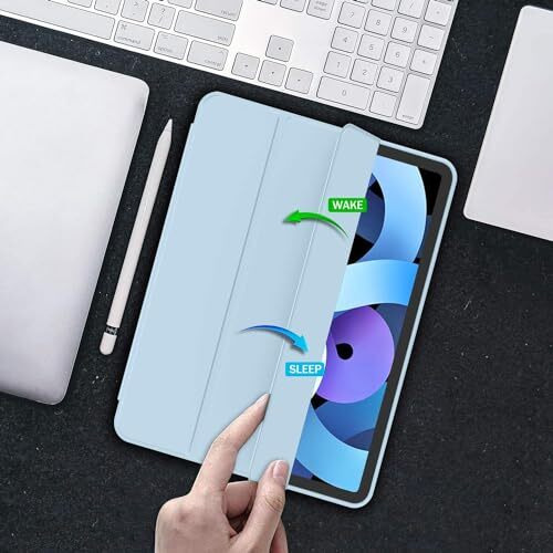 Proelite Case For Ipad Air 11 Inch M3/M2 2025/2024, Ipad Air 5Th/4Th Gen Case 10.9 Inch, Smart Flip Case Cover For Apple Ipad Air With Pencil Holder [Auto Sleep/Wake] With Stylus Pen - Light Blue