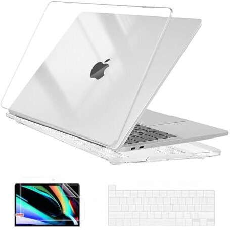 Eoocoo Hard Case Compatible For Macbook Pro 13 Inch Case M2 A2338 A2251 M1 A2289 A2159 A1989 A1706,2024,2023,2022-2017 Released, Plastic Hard Shell & Keyboard Cover & Screen Protector - Crystal Clear