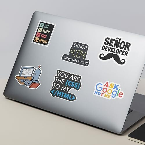 Funkverse Vinyl Wall Reusable Set Of 56 Waterproof Laptop Stickers For Programmers, Coders, Developers, And It Professionals | Bike Helmet, Journal, Diary, Guitar, Bottle, Mobile Decals