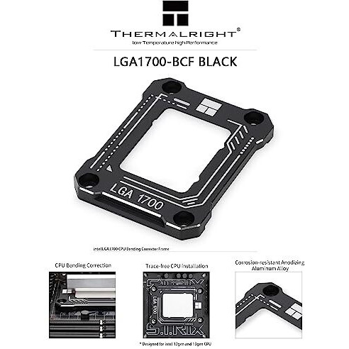 Thermalright Intel 12Th Generation Lga1700 Anti-Bending Buckle, Curved Pressure Plate,Cpu Fixing Buckle,Cpu Stress Bending Correction Fixer, Fully Fitted And Fixed Without Trace Installation (Black)