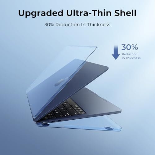 Eoocoo Case Compatible For Macbook Air 15 Inch 2025 2024 2023 M4 M3 M2 A3241 A3114 A2941,[Match Original Machine Color],[Ultra-Thin Invisible],High Transparency Laptop Hard Shell Cover-Midnight Clear