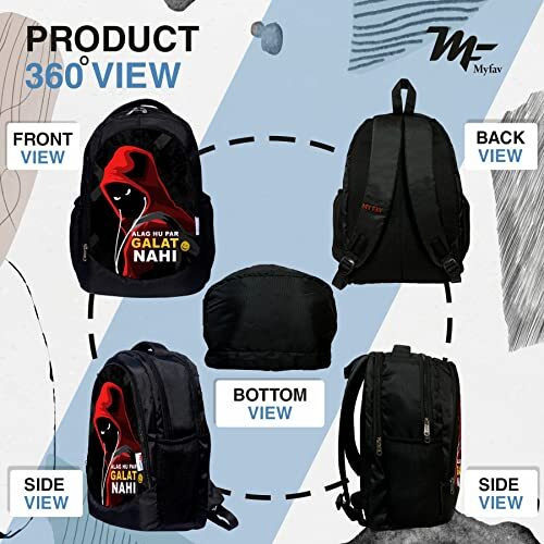 My Fav Printed Backpack For Boys & Girls, Casual School, College & Sports Bag, Lightweight 30L Outdoor Travel Backpack (Black 7), Durable & Versatile
