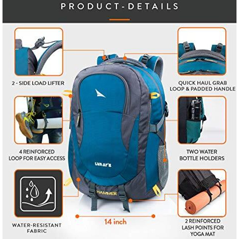 Lunar's Hammer Unisex 50L Laptop Bag | Water Resistant Office Bag For Man | Travel Bags For Men With 17.3-Inch Laptop/Macbook | Laptop Bags For Men Office Use With Rain Cover | Travel Backpack