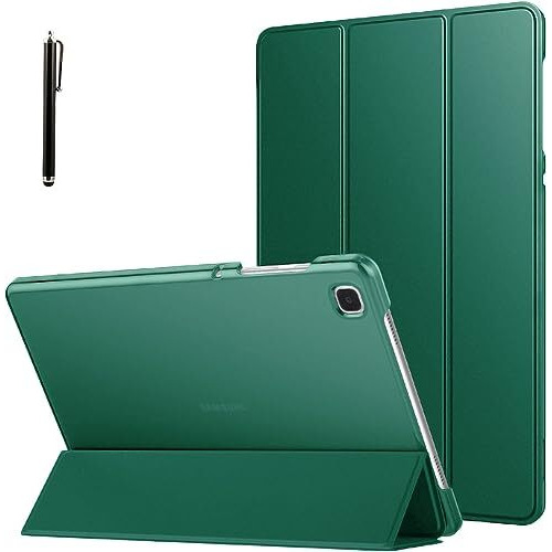 Proelite Smart Flip Case Cover For Samsung Galaxy Tab A7 Lite 8.7" Sm-T220/225 Translucent Back With Stylus Pen, Dark Green