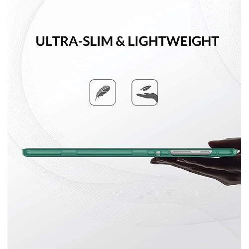 Proelite Smart Flip Case Cover For Samsung Galaxy Tab A7 Lite 8.7" Sm-T220/225 Translucent Back With Stylus Pen, Dark Green
