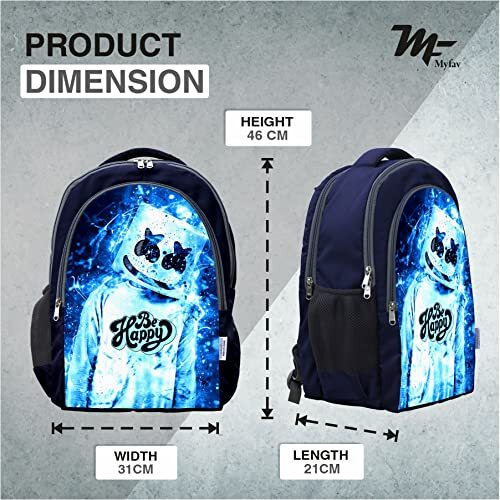 My Fav 15.2 Inch Laptop Backpack For Men & Women | Waterproof, Durable Laptop Bag | Premium School & Travel Backpack | Fits Up To 15.2" Laptops | With Digital Print | Pack Of 1